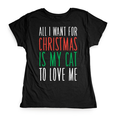 short sleeved christmas cat tshirts for women
