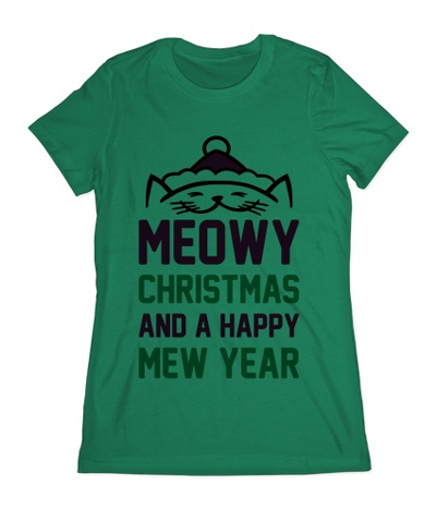 short sleeved christmas cat tshirts for women