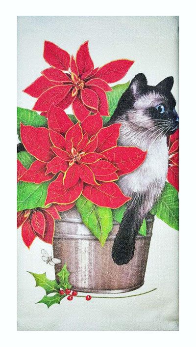 christmas cat kitchen tea towels