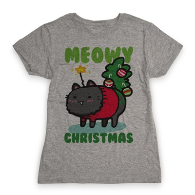 short sleeved christmas cat tshirts for women