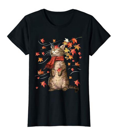 fall cat tshirts for men and women