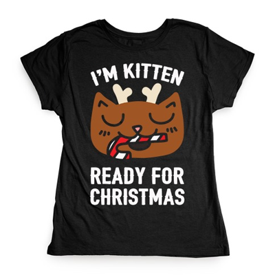 short sleeved christmas cat tshirts for women