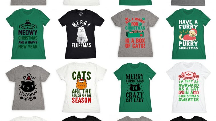christmas cat tshirts for women feature