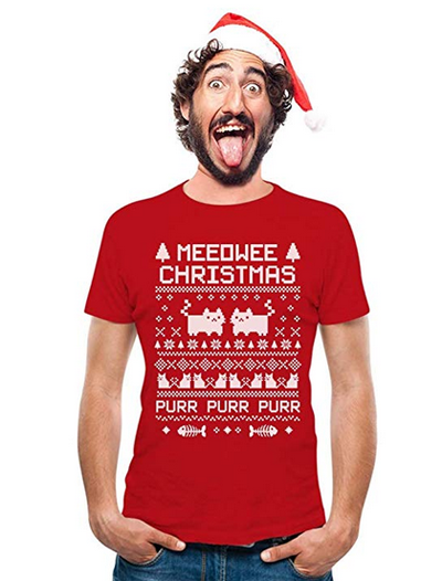 christmas cat tshirt for men
