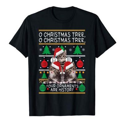 christmas cat tshirt for men