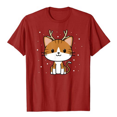 christmas cat tshirt for men