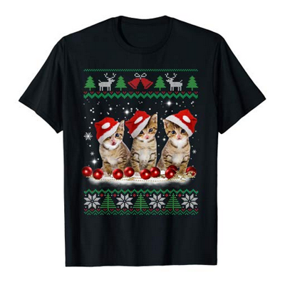 christmas cat tshirt for men