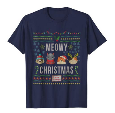 christmas cat tshirt for men