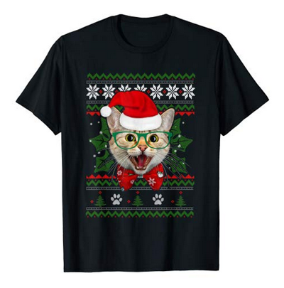 christmas cat tshirt for men