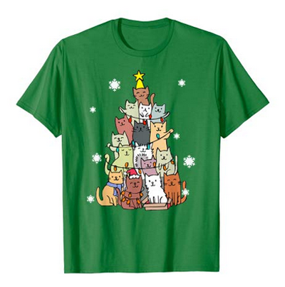 christmas cat tshirt for men