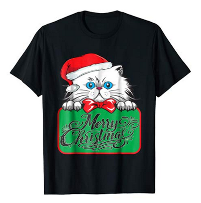 christmas cat tshirt for men