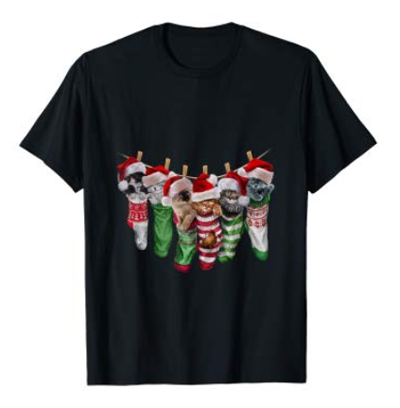 christmas cat tshirt for men