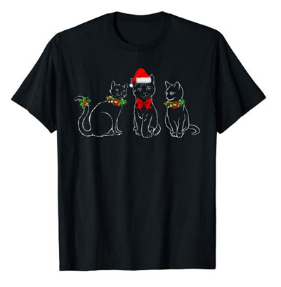 christmas cat tshirt for men