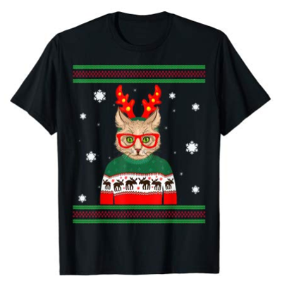 christmas cat tshirt for men