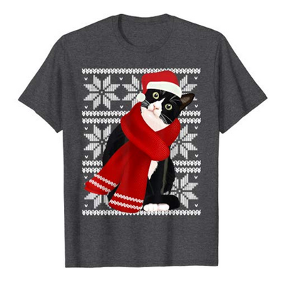 christmas cat tshirt for men