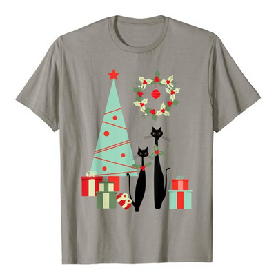 christmas cat tshirt for men