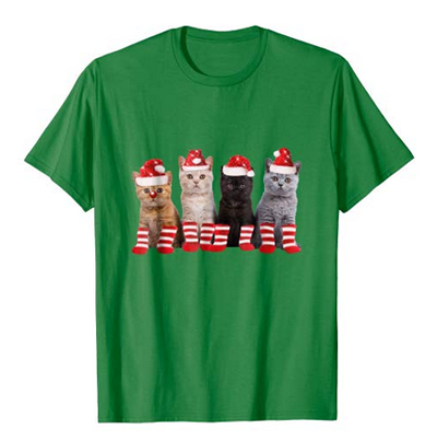 christmas cat tshirt for men