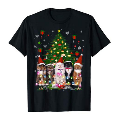 christmas cat tshirt for men