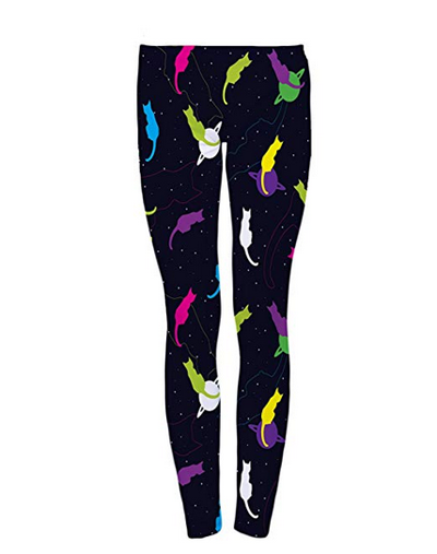 Galaxy Leggings With Cats On The Knees