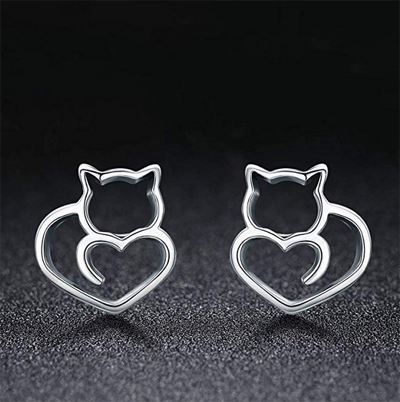 heart cat earrings