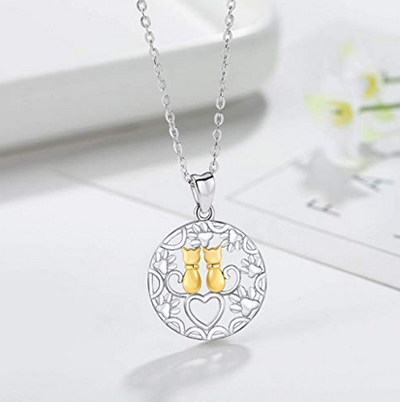 cat heart necklace for valentine's day