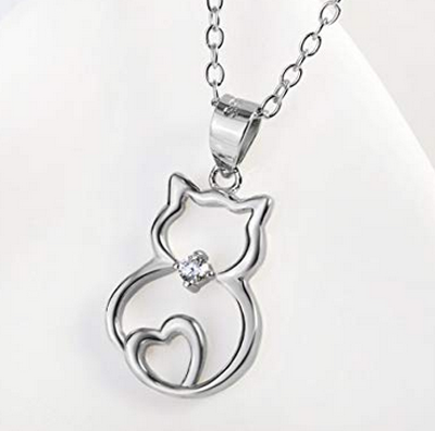 cat heart necklace for valentine's day