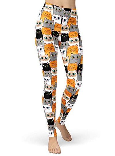 Crazy Cat Lady Leggings Tabby Siamese Calico with POCKETS One Size, Curvy,  Diva