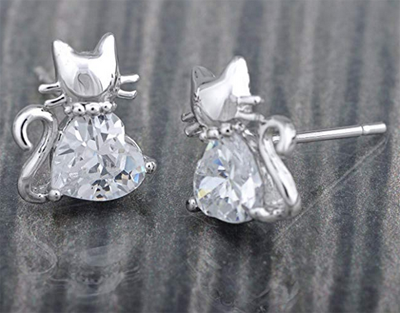 heart cat earrings