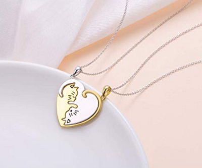cat heart necklace for valentine's day