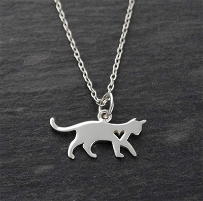 cat heart necklace for valentine's day