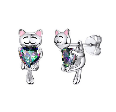 heart cat earrings