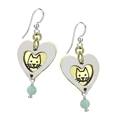 heart cat earrings