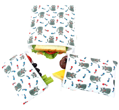reusable snack and sandwich bags for cat lovers
