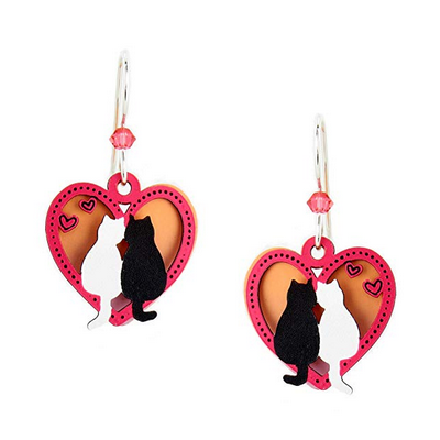 heart cat earrings