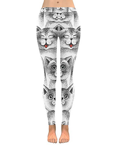 Cat Leggings For Women. Funny Cat Pattern Printed Leggings. Cute