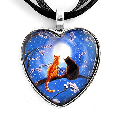 cat heart necklace for valentine's day