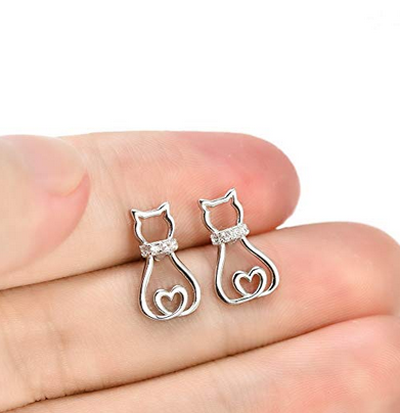 heart cat earrings
