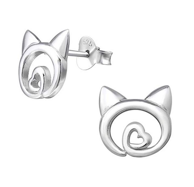 heart cat earrings