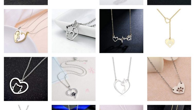 cat heart valentines day necklaces feature