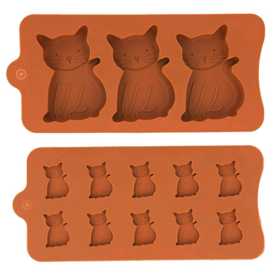 Cat Face Ice Cube Trays Silicone Molds Set of 2, Animal Kitty Cat