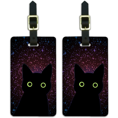 Luggage Tags Hipster Galaxy Kitten Cat Bag Tag for Travel 2 PCS 