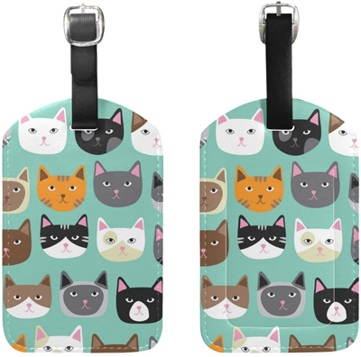 Fashion Address tag Cartoon,Colored Cats with Hats Label Travel Accessories 
