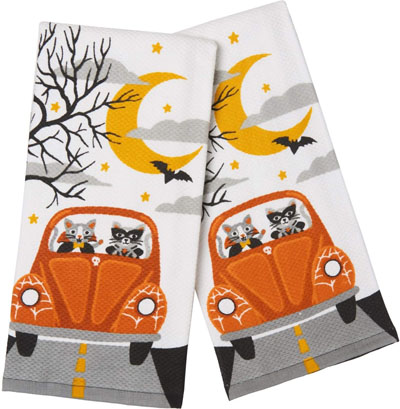 Halloween Black Cat Kitchen Towel - Fall Tea Towel - Halloween Kitchen –  Running Frog Studio