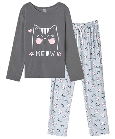Cat and Jack girls sleepwear set pajamas cat kitty kitten meow size L 10-12 