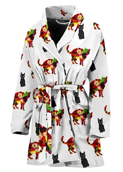 Cat print 2025 dressing gown