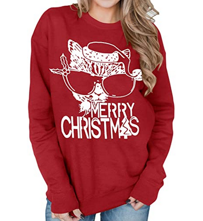 Cat Christmas Sweatshirts For Women