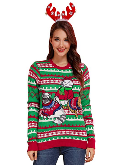 Cat Christmas Sweaters For Women