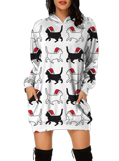 Cat print christmas dress hotsell