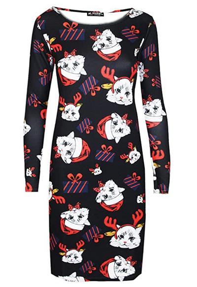 Christmas cats musical hotsell notes print sleeveless dress