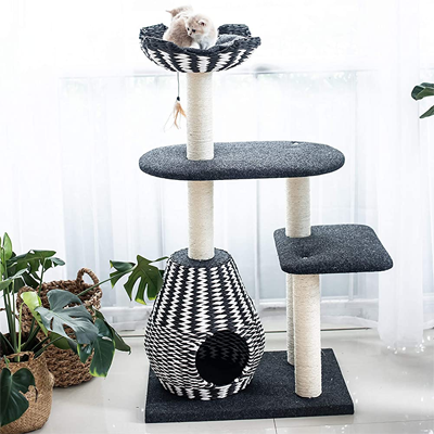 Rattan And Wicker Beds, Cat Trees, Scratching, Posts, And Caves